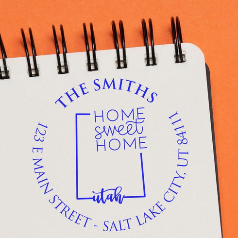 Personalized PSI Utah Sweet Home Pre-Inked Address Stamper - Custom Mail Address Stamp for Thank You Cards, Invitations