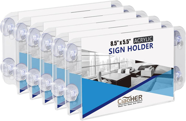 CiaoHER Acrylic Sign Holder 8.5 x 5.5, Clear Acrylic Frames Glass Window