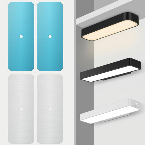 JJUNW 10 Counter PCS Under Cabinet Light Magnetic Strip, Adhesive Metal Plates for Magnetic Mounts Replacement Magnetic