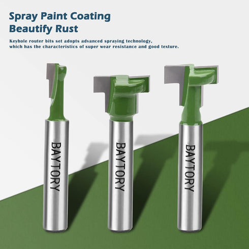 6Pcs Set, 1/4" Set -1/4 5/16 3/8 9/16 1/2 5/8 inch Set BAYTORY Keyhole Router Bits Shank Router Keyhole Bit & & &