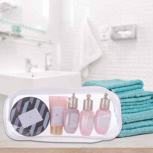 XGOOD 8 Pieces Clear Pencil Case - PVC Makeup Pouch, Zippered Toiletry Carry Pouch, Big Capacity Bags (White)
