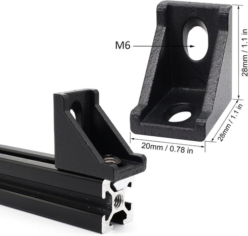 20Sets 2020 Series Aluminum Extrusion Profile Connectors with 20pcs 2020 Extruded Aluminum Corner Brackets 40pcs M6 T Slide Nuts and Screw Bolts for 20 Series Aluminum Profile Rail
