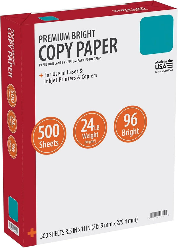 Generic Premium Bright Paper, 8.5" x 11", 96 Bright, White, 24 lb., 500