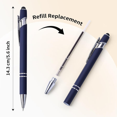 HALOMNNI 9 Pack 2-in-1 1.0 mm Ballpoint Pens Retractable Ballpoint Pen with Stylus Tip, Metal Stylus Pens for Touch