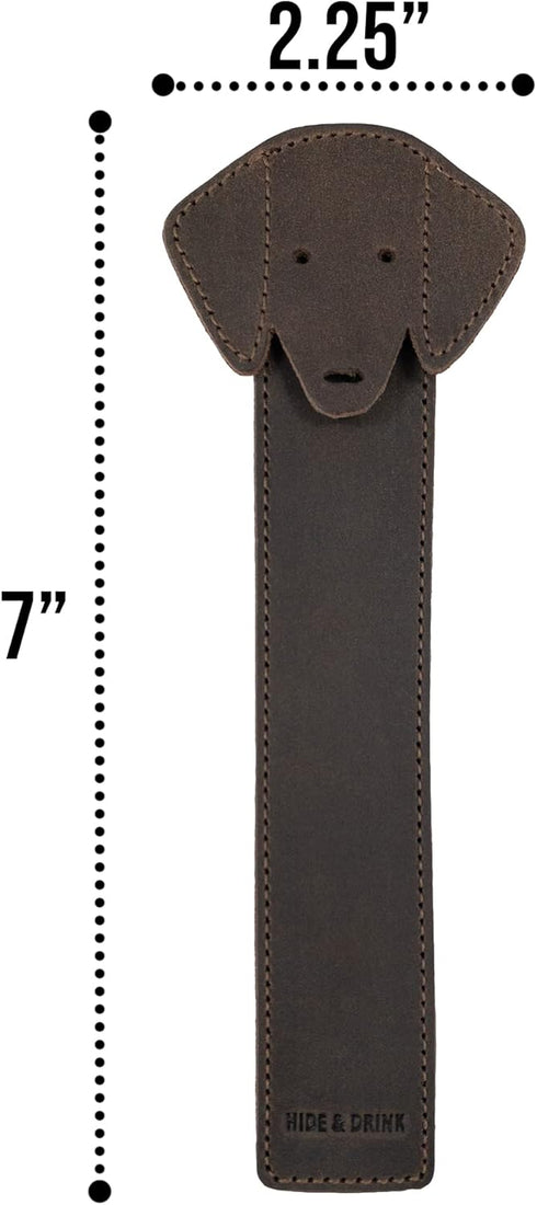 Hide & Drink Handmade Dog Bookmark from Full Grain Leather (Bourbon Brown)