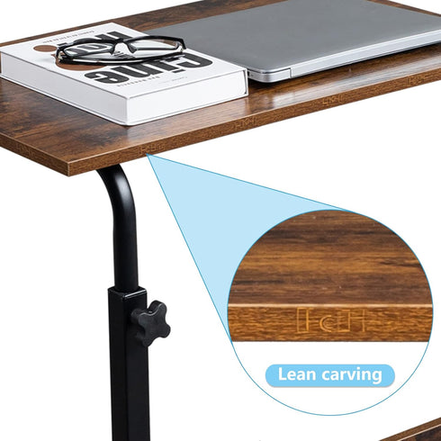 23.62 15.74 27.16-37.79 Mobile Side Table, Mobile Laptop Desk Cart, Adjustable Over Bed Table with Wheels for Sofa