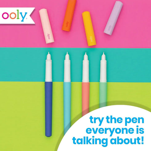 Ooly Fab Fountain Pen Pack of 4, Black Ink Pens with Refillable Ink Cartridges, Fine Tip for Calligraphy Drawing