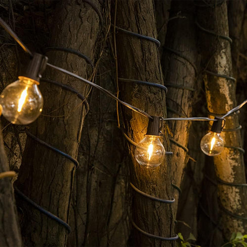 15FT G50 10 Bulbs, (15FT) Solar Outdoor String Lights, Patio Lights String Waterproof with Warm White LED Shatterproof