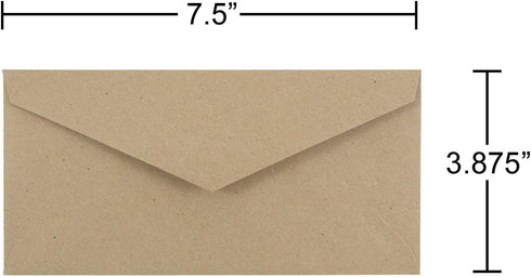 JAM PAPER Monarch Premium Envelopes, 3 7/8 x 7 1/2, Brown Kraft Paper Bag, 50/Pack