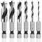 Mesee 6Pcs Brad Point Stubby Drill Bits Set, HSS 4241 Steel, 1/4" Quick Change Hex Shank for Woodworking