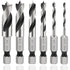 Mesee 6Pcs Brad Point Stubby Drill Bits Set, HSS 4241 Steel, 1/4" Quick Change Hex Shank for Woodworking