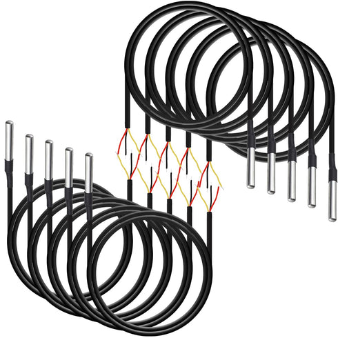 Waterproof DS18B20 Digital Temperature Sensor, Thermal Cable Temperature Range (-55?~ +125?), 1 Meter / 3.2Ft, 10 Pack