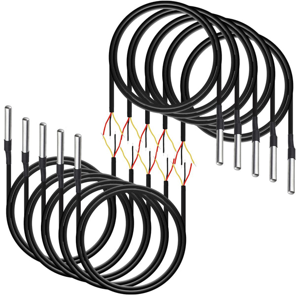 Waterproof DS18B20 Digital Temperature Sensor, Thermal Cable Temperature Range (-55?~ +125?), 1 Meter / 3.2Ft, 10 Pack