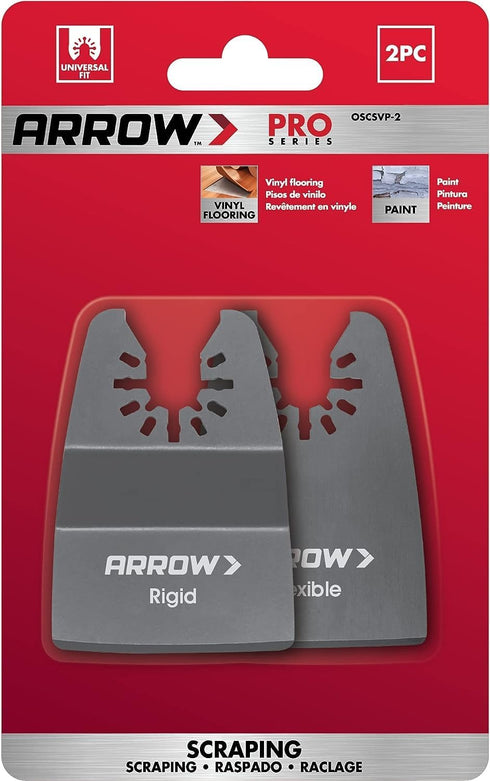 Arrow OSCSVP-2 High Carbon Steel Oscillating Tool Scraping Blades for Vinyl Flooring, 2-Pack