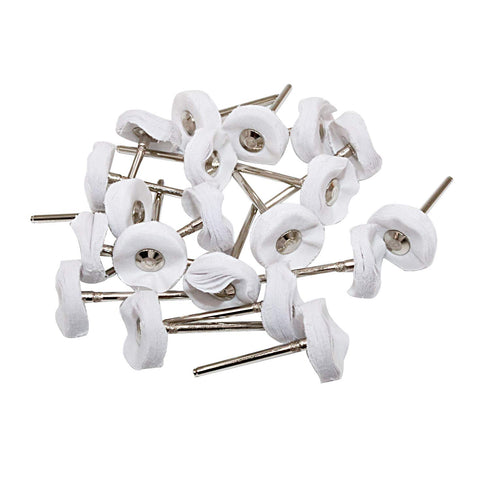 Little Buffer Wheels Buffing and Polishing Wheel for Rotary Drill Tools, White, 3mm Mandrel (20 Pieces)