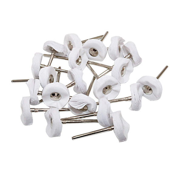 Little Buffer Wheels Buffing and Polishing Wheel for Rotary Drill Tools, White, 3mm Mandrel (20 Pieces)
