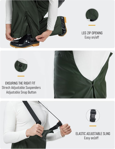Heavy-Duty Waterproof Overall Rain Pants for Men and Women by Town & Field