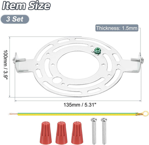 LUMLLSAJI 135mm (5.31") 3 Set Universal Light Fixture Mounting Bracket Kit, Light Crossbar Round Ceiling Plate