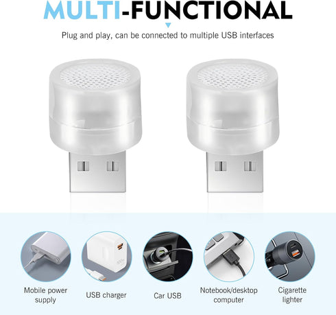 Qurbuns 5 PCS USB Plug Lights, LED Mini Round Night Lamp, Portable Decorative Lighting, Universal for Bedroom, Hallway