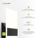 12 Inch 12W 2700K-5000K Dimmable ASD Indoor LED Wall Sconce - Black Wall Sconce Lights for Living Room, Bedroom