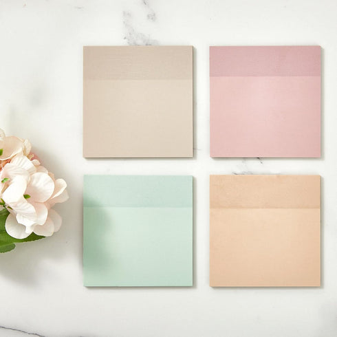 BRYTEFY Pastel Transparent Sticky Notes, Set of 4 Pads 3''x3”, Clear Sticky Tabs, Translucent Page Flags
