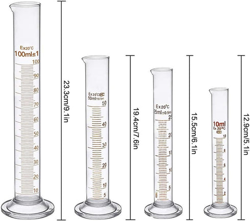 Lab Glassware Set, 5pcs Thick Glass Graduated Beaker, 4pcs Glass Measuring Cylinder, Pipettes, Stirring Rods, Cleaning
