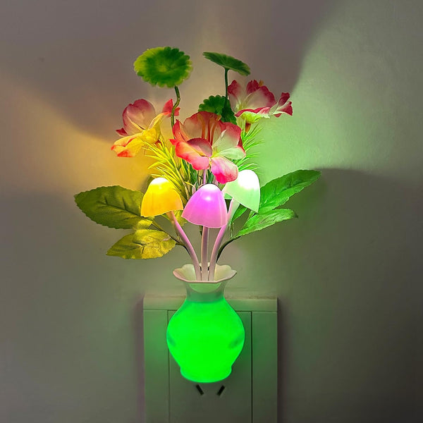 Sensor LED Night Light, Color Changing Flower Night Light Plug-in Wall Based