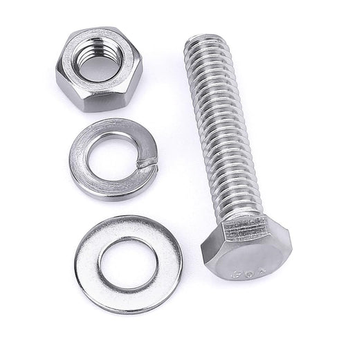 1/4-20 x 1-1/2" Stainless Steel Hex Bolts - 10 Sets with Nuts and Washers, 304 SS 18-8