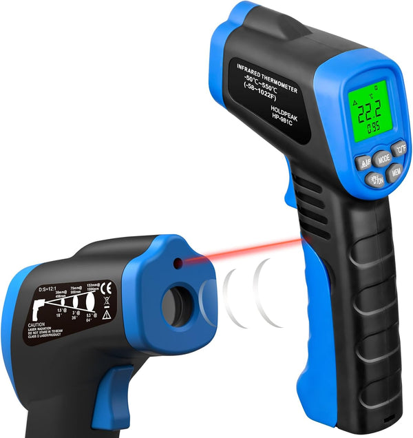 HOLDPEAK 981C Digital Laser Infrared Thermometer - Non Contact IR Heat Temperature Gun for Cooking and Grill