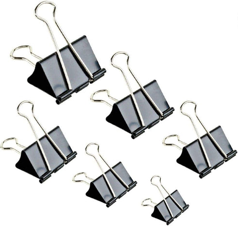 Binder Clips Paper Clamp - 130 Pcs Assorted Sizes Paper Binder Clips (Black)