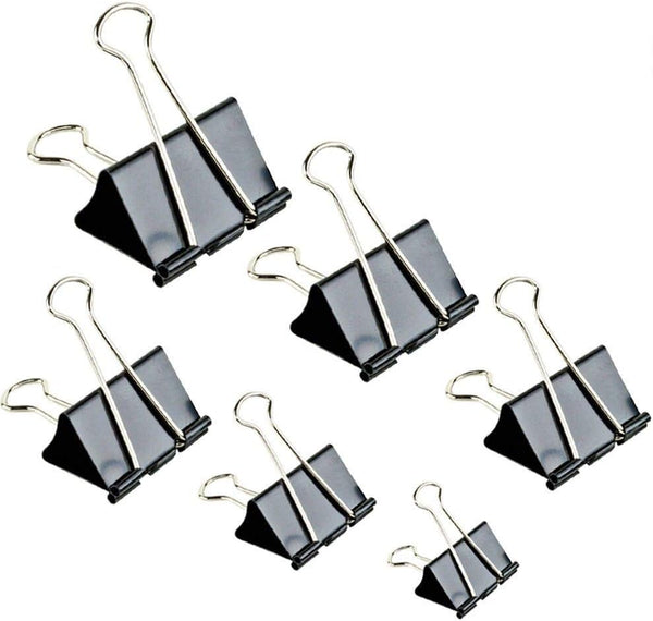 Binder Clips Paper Clamp - 130 Pcs Assorted Sizes Paper Binder Clips (Black)