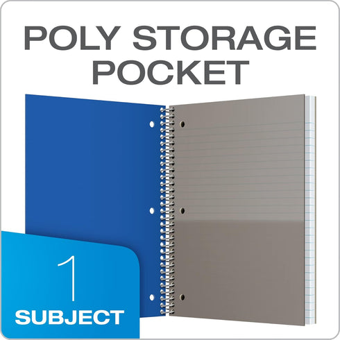 Oxford College Ruled Spiral Notebook, 8.5 X 11, Pack of 4, 1 Subject, 100 Sheets, Durable Plastic Cover with Divider