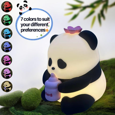 Myratts 7 Dimmable Led Cute Panda Night Light with Colors, Timer Nursery Lamps, Rechargeable Touch Control Night Lamp