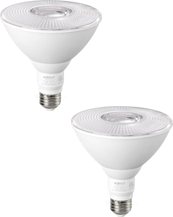 EDISHINE PAR38 LED Outdoor Flood Light Bulb, 2 Pack, 18W (120W Equivalent), Dimmable, Waterproof, E26 Base, 5000K