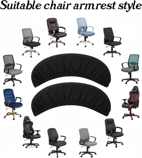 guduling 2-Pack Desk Chair Arm Covers,Black Office Chair Arm Rest Cover,Stretchable & Removable Universal Arms Rest