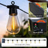 BYIZO 50FT 20 Bulbs IP65 Solar Outdoor String Lights, Waterproof Patio Lights with Solar & USB-C Dual Charging, Remote