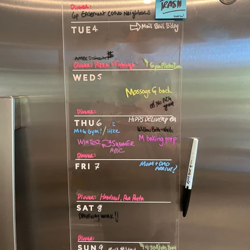 Magnetic Weekly Planner for Fridge - Clear Weekly Menu Board, 6"x17" Magnetic Menu for Refrigerator, Fridge Calendar