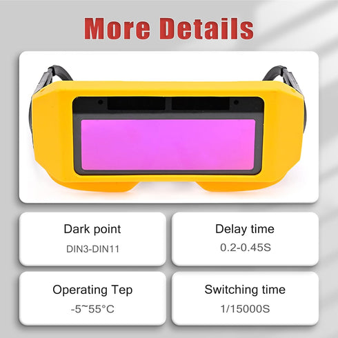 Auto Darkening Welding Glasses with Adjustable Shade, Safety Goggles for TIG MIG MMA Plasma