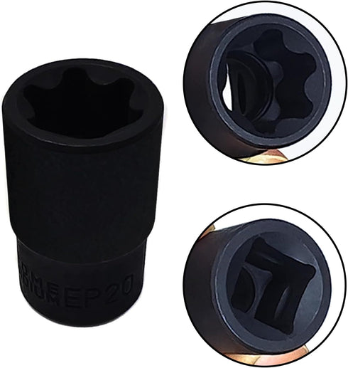 EP Socket EP20, 1/2 Drive Female External E-Torx Plus Socket, High Deformation Prevention Tool