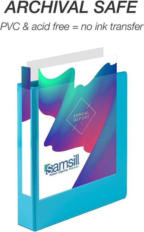 Samsill Durable 1.5 Inch D Ring Binder, Customizable Clear View Binder, 4 Pack, Made in the USA, Holds 350 Pages