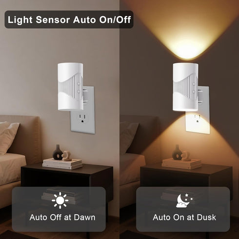 3 Dimmable 2 Pack) easuntec Night Light, Night Lights Plug into Wall, Warm Led Night Light, Dusk to Dawn Light Sensor