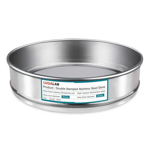 304 Stainless Steel Mesh Lab Sieve, 250 Mesh (0.061mm) Aperture, 7.9Inch Diameter for Industrial Laboratory