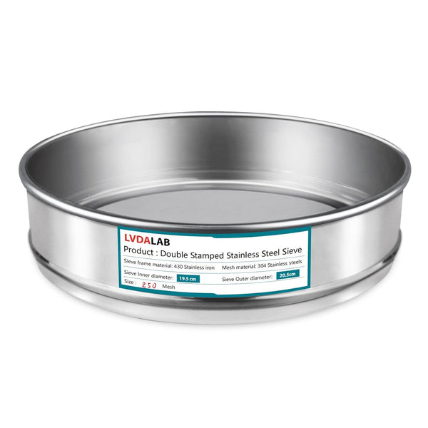 304 Stainless Steel Mesh Lab Sieve, 250 Mesh (0.061mm) Aperture, 7.9Inch Diameter for Industrial Laboratory