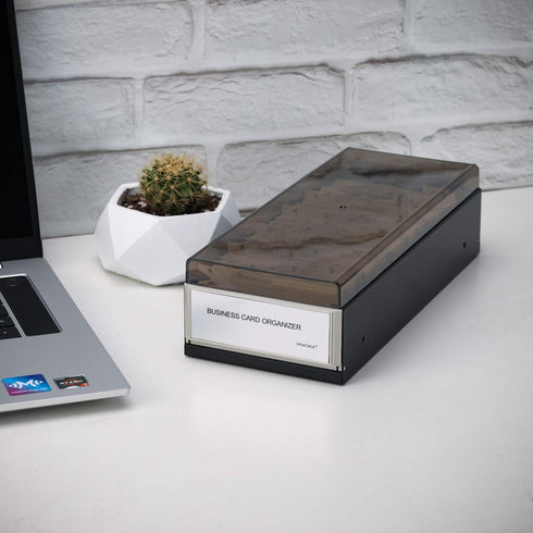 MaxGear Black Business Card Holder for Desk, Organizer Case, Credit Card Holder File, Index Card Box Storage, 800 Cards