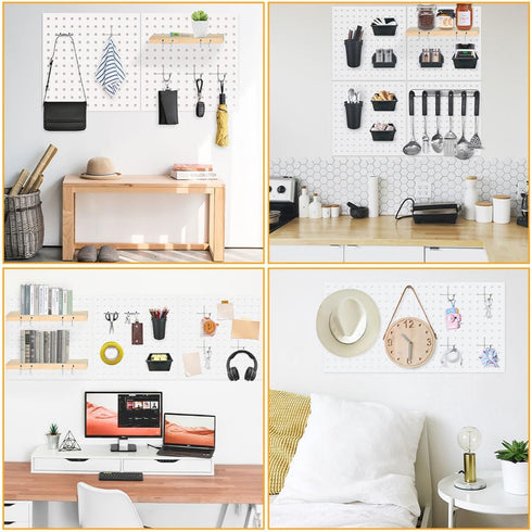 4PCS Pegboard,Metal PegBoard, Peg Board Wall Organizer, Pegboard Storage System for Workbench, Shop, Shed Modular Peg