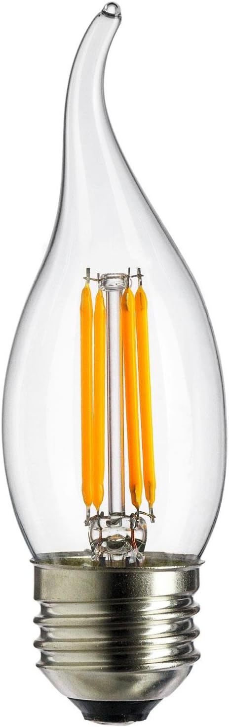 Sunlite LED Vintage Chandelier 4W (25W Equivalent) Light Bulb Medium (E26) Base, Warm White by Sunlite