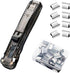 Push Stapler, Binder Clips Paper Clamps Desktop Stapler with 50pcs Reusable Stainless Steel Refill Clips