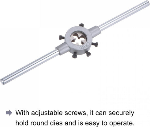 uxcell Die Stock Handle Wrench Set with M10 x 1.25 Threading Round Die and 30mm Holder, Adjustable Tool