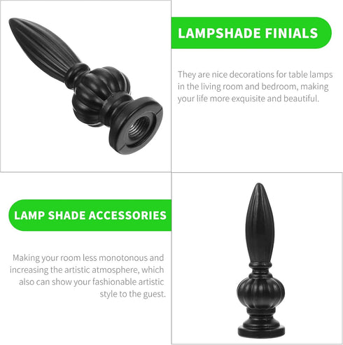 2pcs Lurrose Lamp Finial Lamp Cap Knob Lamp Shade Lamp Decoration for Table Floor Lamps (Black) Small Lamp Shade