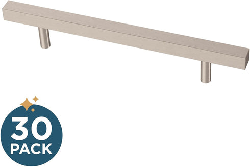 Franklin Brass Simple Square Bar Cabinet Pull, Stainless Steel, 5-1/16 in (128mm) Drawer Handle, 10 Pack, P46657K-SS-B